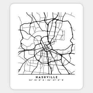 NASHVILLE TENNESSEE BLACK CITY STREET MAP ART Sticker